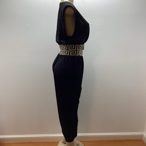 Cien Size Medium Black Satin 2Pc Pant Set With Geometric Elastic Waist. Preloved - Picture 5 of 8